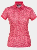 J. Lindeberg Tour Tech Print Polo Azalea outline bridge swir