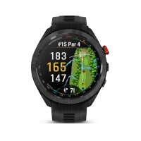 Garmin Approach® S70 – 47 mm, Schwarz Keramik mit Silikon-Wechselarmband 22 mm