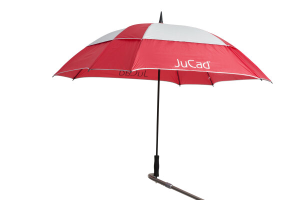 JuCad GOLFSCHIRM quadratisch/windproof mit Stift, rot-silber