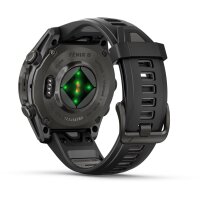Garmin Fenix 8 – 43 mm, AMOLED, Sapphire, Schwarz/Titan Carbongrau DLC mit QuickFit®-Silikon-Armband 20 mm